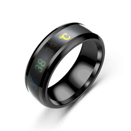 Unisex Vibrato Titanium Steel Thermochromic Ring - Balck Temperature Ring