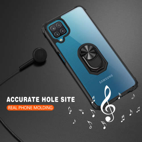 Samsung Galaxy A12 Anti-Fall Transparent Phone Case With Car Stand