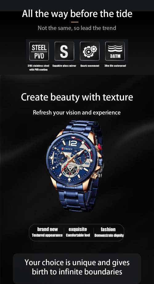 CURREN 8395 Six Pin Band Men`s Watch