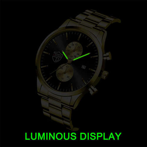 DEYROS Men`s Rose Gold Steel Watch