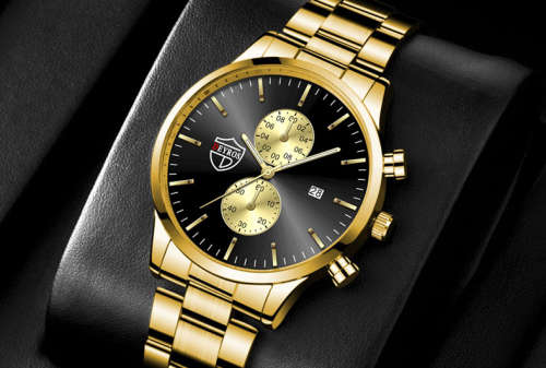 DEYROS Men`s Steel Gold Watch