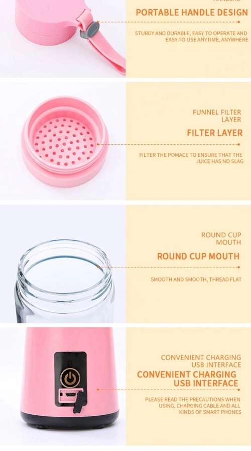 Portable Smoothie Blender, Juicer Food Processor USB Rechargeable