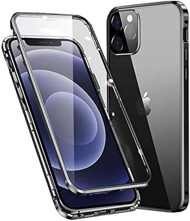 360° Magnetic Metal Case Front+Back Glass Cover For Iphone 11/11 Pro/12/12 Pro/12 Mini/12 Pro Max