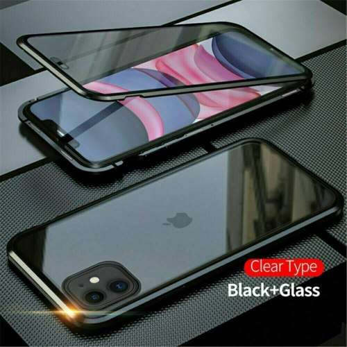 360° Magnetic Metal Case Front+Back Glass Cover For Iphone 11/11 Pro/12/12 Pro/12 Mini/12 Pro Max