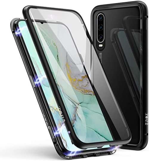 360° Magnetic Metal Case Front+Back Glass Cover Huawei P20/P20 Pro/PSmart 2019/PSmart 2018