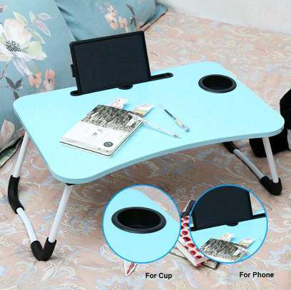 Multi-Purpose Foldable Laptop Table with Cup Holder and iPad/Tablet Slot