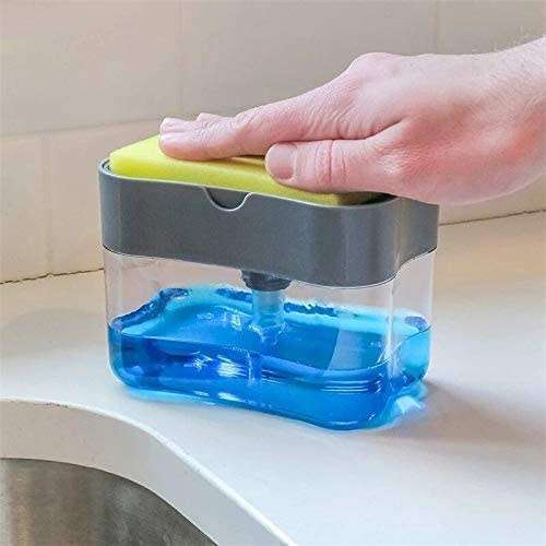 2 in 1 Countertop Dishwashing Soap Pump and Sponge Rack, Soap Dispenser