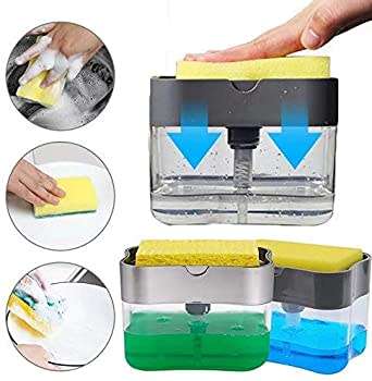 2 in 1 Countertop Dishwashing Soap Pump and Sponge Rack, Soap Dispenser