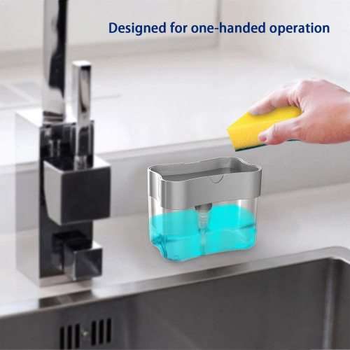 2 in 1 Countertop Dishwashing Soap Pump and Sponge Rack, Soap Dispenser