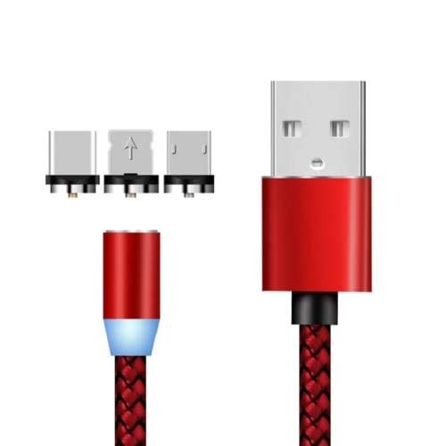 Magnetic USB Cable Fast Charging USB Type-C, Micro USB and iPhone 3 in 1 Cable