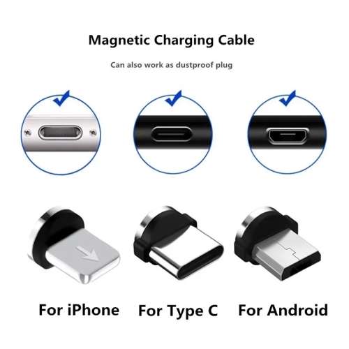 Magnetic USB Cable Fast Charging USB Type-C, Micro USB and iPhone 3 in 1 Cable