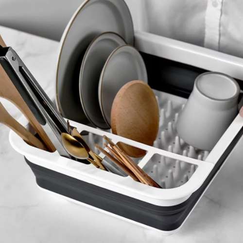 Kitchen Collapsible Dish Drainer Drying Rack Folding Tableware Holder Drain Telescopic Storage Sink
