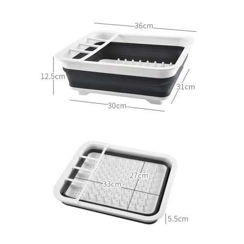 Kitchen Collapsible Dish Drainer Drying Rack Folding Tableware Holder Drain Telescopic Storage Sink