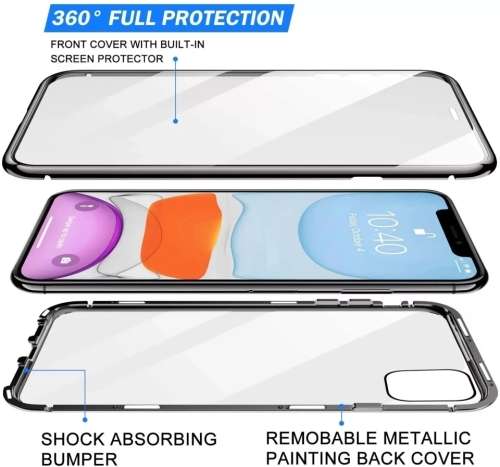 360°Magnetic Metal Case Glass For iPhone 7, 8, 7 Plus, 8 Plus, XR, XS, 11, 12 Mini, 12, 12 Pro Max