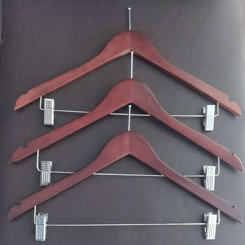 Dark Wood Anti Theft Curved Hangers