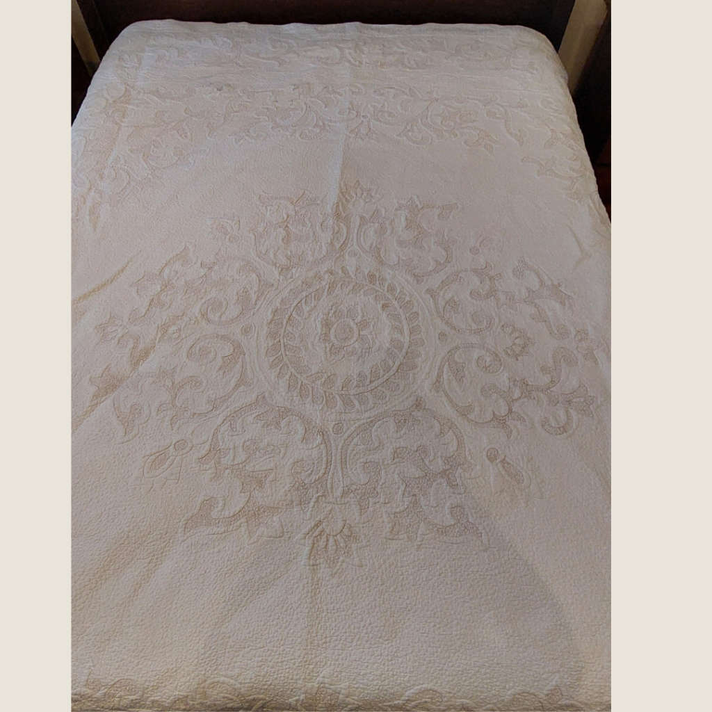 Creamy White Quilted Bedcover Queen Bed