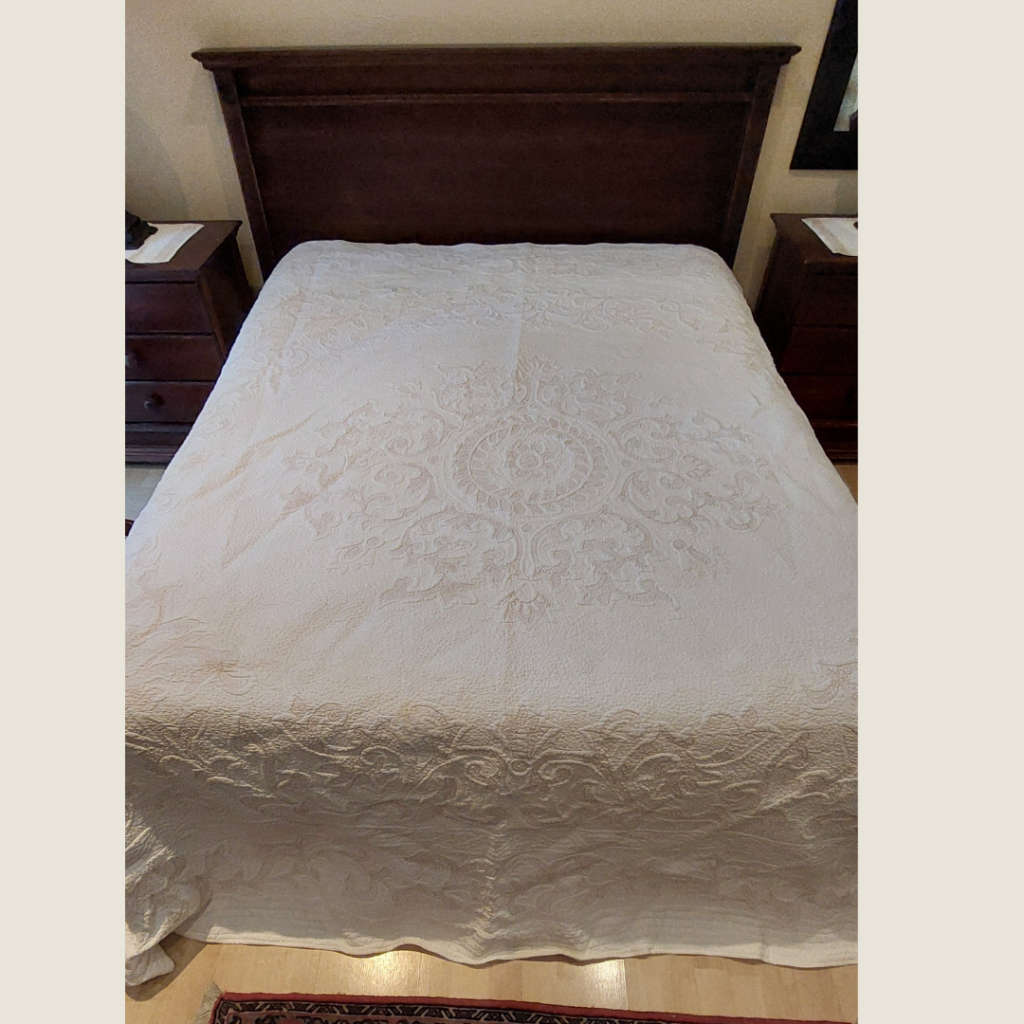 Creamy White Quilted Bedcover Queen Bed