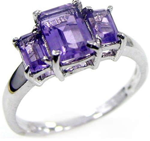 * Free Shipping* 2.85ct Natural Amethyst .925 Sterling Silver Ring
