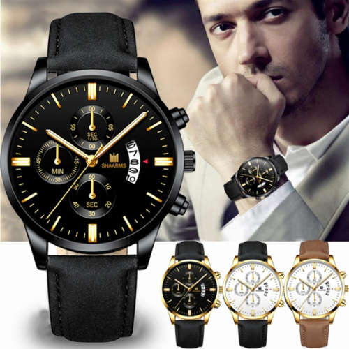 Business Casual  Quartz Wrist Watches Men -Blue & Black