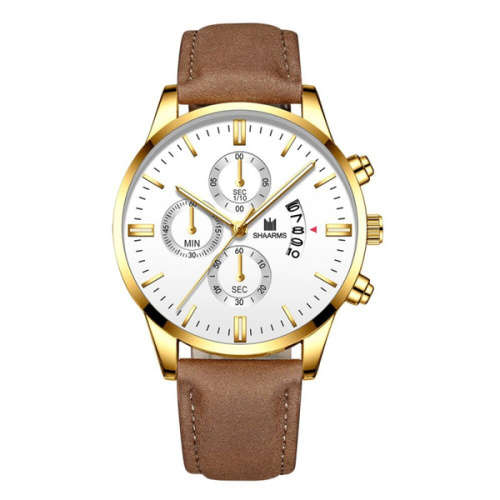 Business Casual  Quartz Wrist Watches Men -Brown&Gold