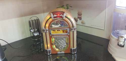 Vintage table light, billboard mini jukebox