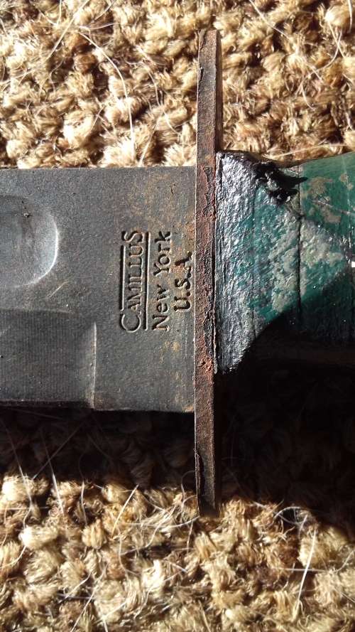 Recce Border War ka-bar combat knife with hand applied camo ... Genuine used item