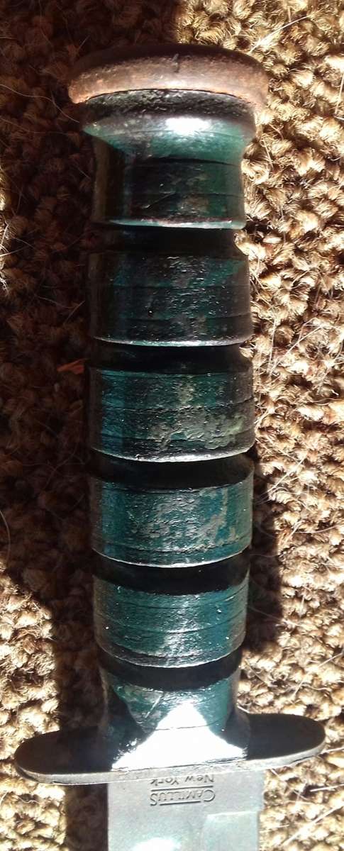 Recce Border War ka-bar combat knife with hand applied camo ... Genuine used item