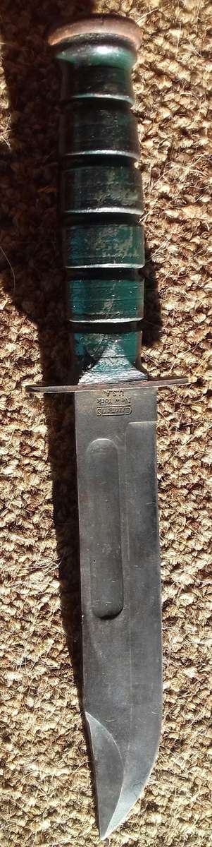 Recce Border War ka-bar combat knife with hand applied camo ... Genuine used item