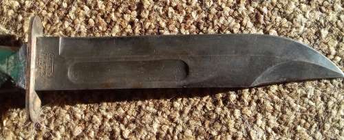 Recce Border War ka-bar combat knife with hand applied camo ... Genuine used item