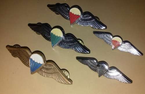 SADF 1 Parachute Bn & 5 Recce Qualification wings ... issued to same person 1984 1987 genuine items