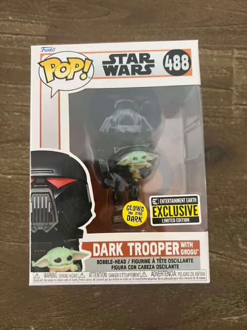 DARK TROPPER WITH GROGU!!STAR WARS!!FUNKO POP!! EE EXCLUSIVE!! GITD!!