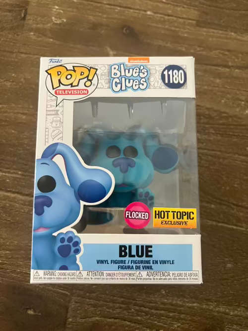 BLUE!! BLUE`S CLUES!!FUNKO POP!! HOT TOPIC EXCLUSIVE!! FLOCKED!!