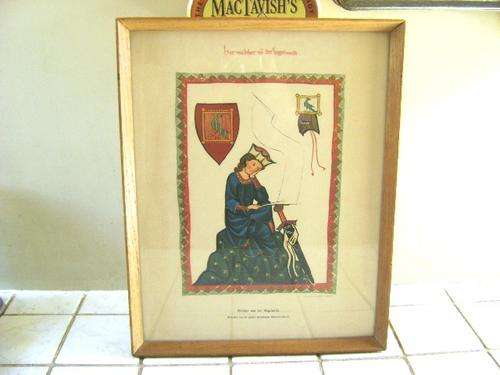 VINTAGE WALTHER VON DER BOGELWEIDE LITHO PRINT FRANKFURT