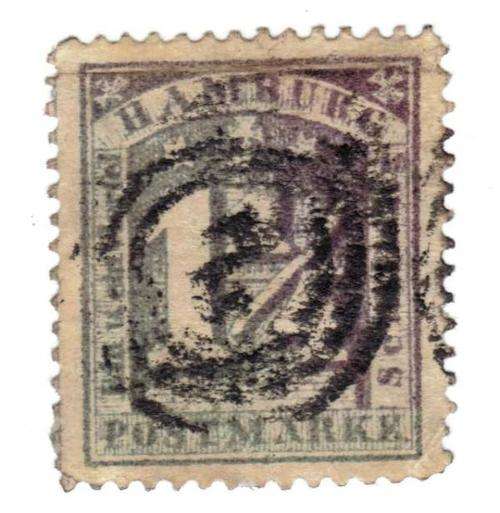 RARE 1864 HAMBURG 1 1/4 SCHILLING STAMP