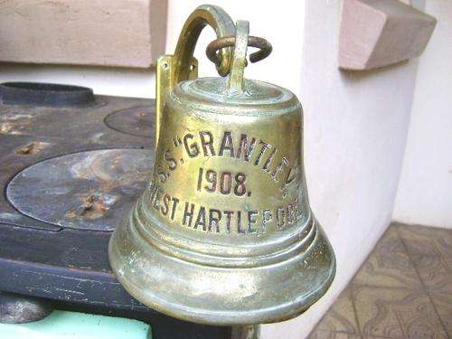 WWI SUNKEN SS GRANTLEY HALL ,1917, HIT BY A GERMAN MINE SHIP'S BELL