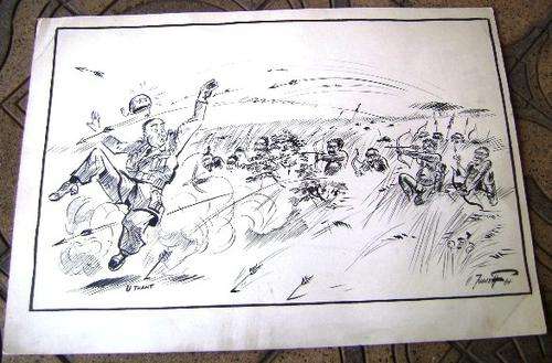 RARE ORIGINAL SKETCH OF THE CARTOONIST VICTOR IVANOFF WHICH WORKED FOR THE VADERLAND NEWSPAPER