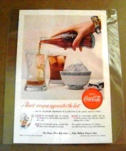 ORIGINAL LAMINATED 1950'S COCA-COLA MAGAZINE AD