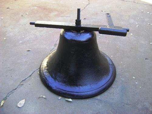 CIRCA 1800'S LARGE CAST IRON BELL COMPLETE