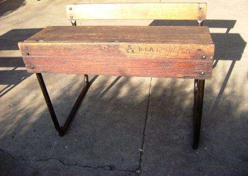 VERY OLD  DOUBLE OAK SCHOOL DESK