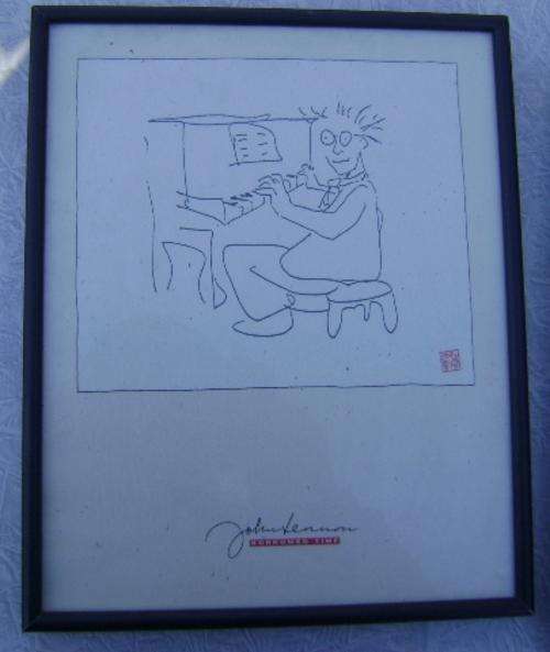 VINTAGE JOHN LENNON DRAWING PRINT FRAMED