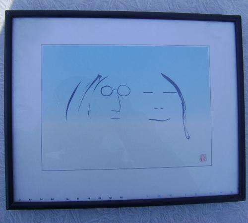 VINTAGE JOHN LENNON DRAWING PRINT FRAMED