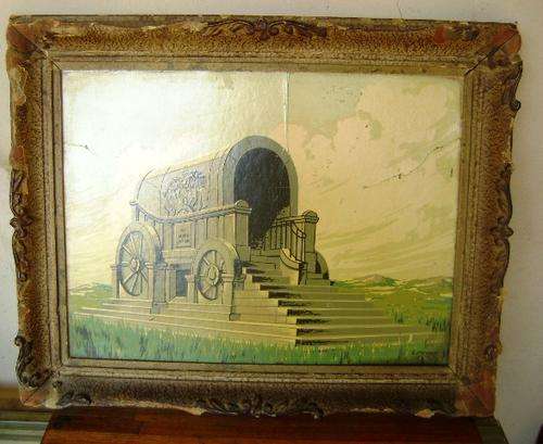 ORIGINAL A STRYDOM COMMEMORATIVE WAGON OLEOGRAPH