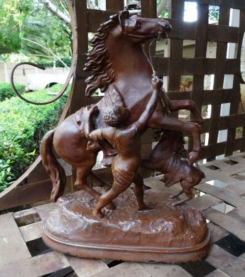 ANTIQUE SPELTER MARLEY HORSE STATUE