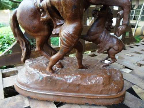 ANTIQUE SPELTER MARLEY HORSE STATUE