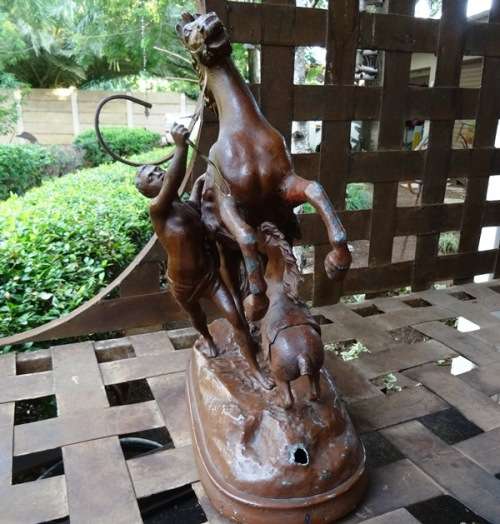 ANTIQUE SPELTER MARLEY HORSE STATUE