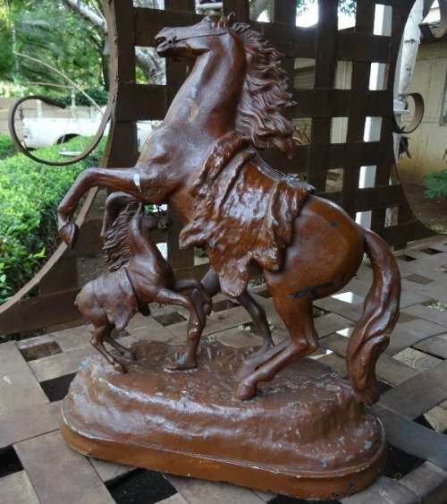 ANTIQUE SPELTER MARLEY HORSE STATUE