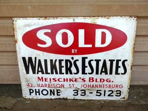 OLD LITHO TIN ENAMEL SOLD SIGN 610 X 460 MM