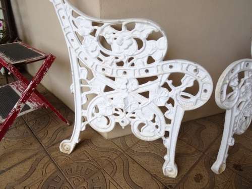 VINTAGE SOLID ALUMINIUM BENCH ENDS