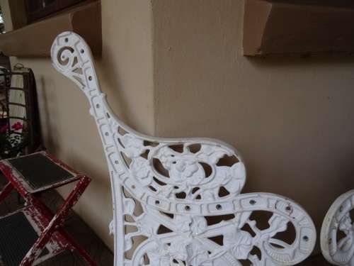 VINTAGE SOLID ALUMINIUM BENCH ENDS