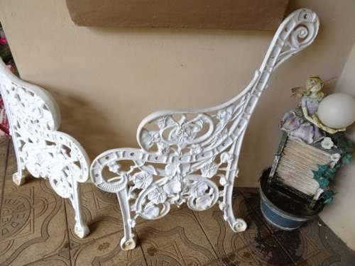 VINTAGE SOLID ALUMINIUM BENCH ENDS